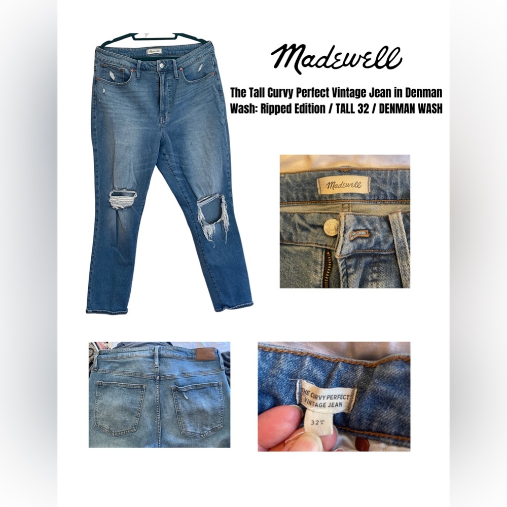 Madewell The Tall Curvy Perfect Vintage Jean in Denman Wash: Ripped Edition